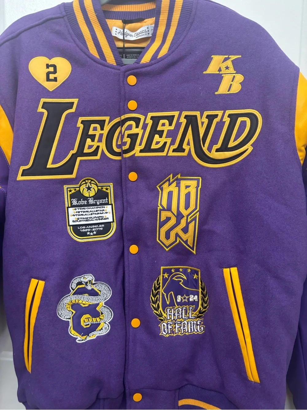 Headgear Classics KB Legend Mamba 24 Varsity Jacket Purple Gold